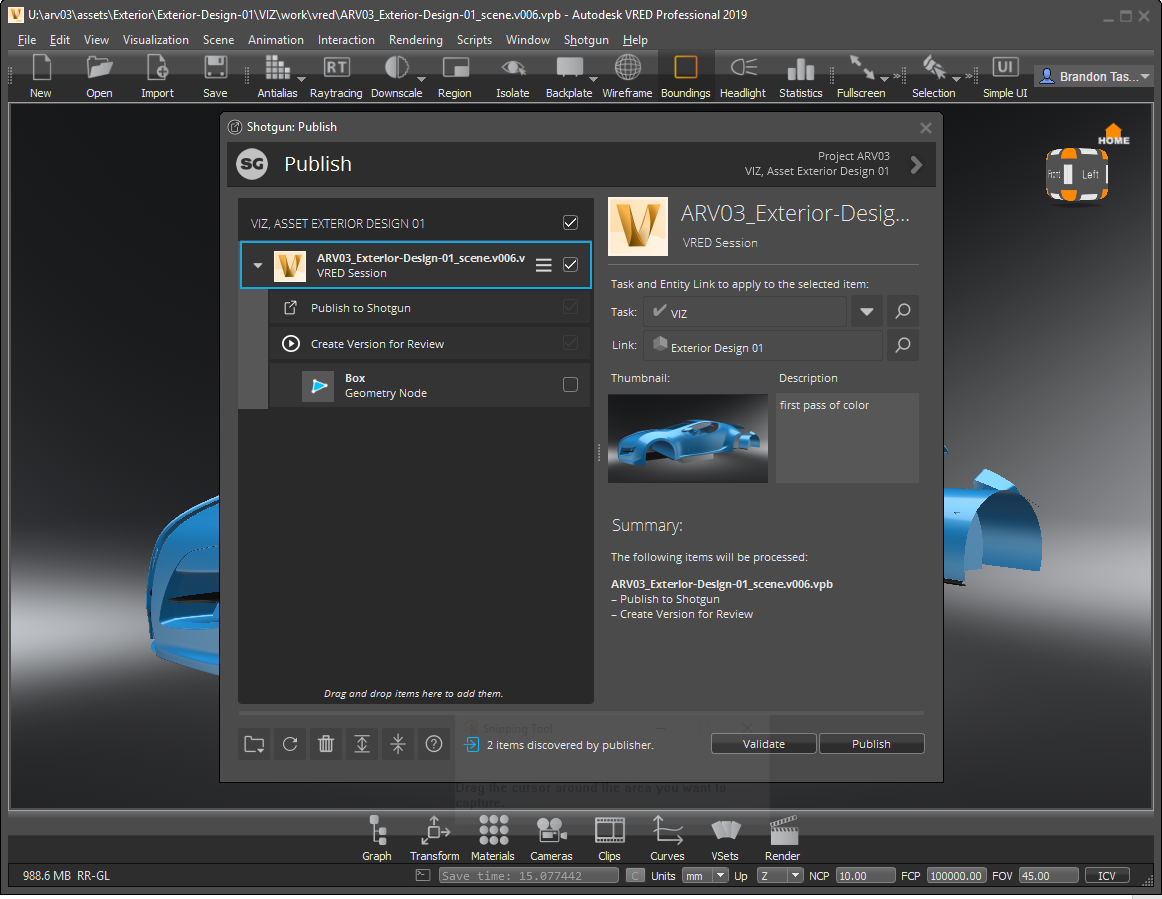 Shotgun's Publish dialog