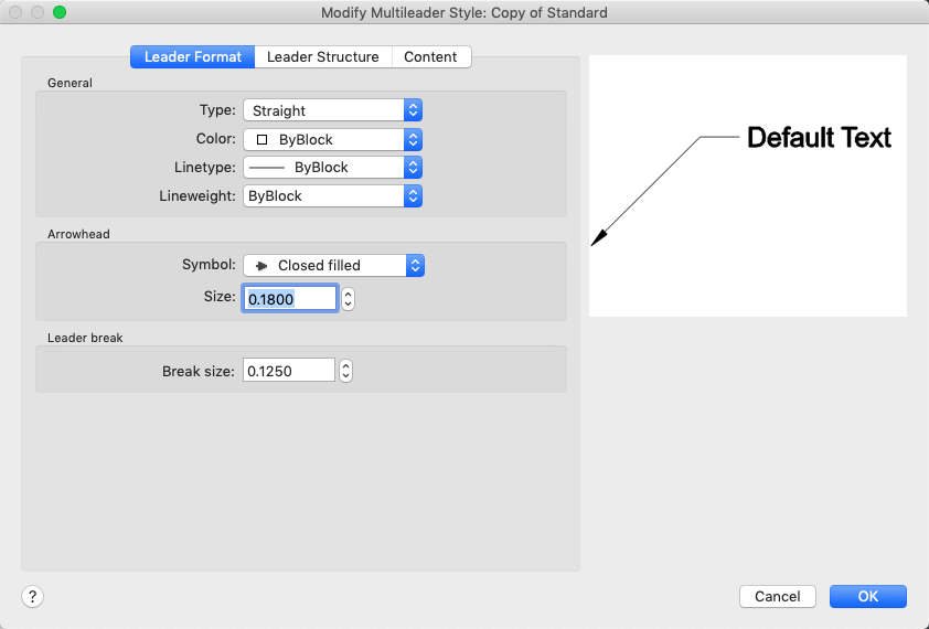 Modify Multileader Style Dialog Box