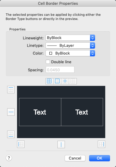 Table cell Border Double Line MS Word