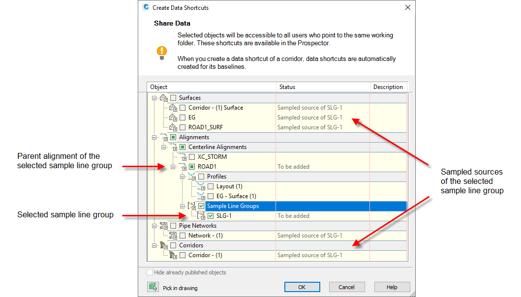 About Sample Line Group Data Shortcuts And References