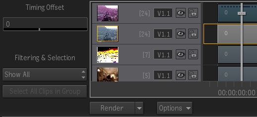 Using the Timing View to Offset Clips