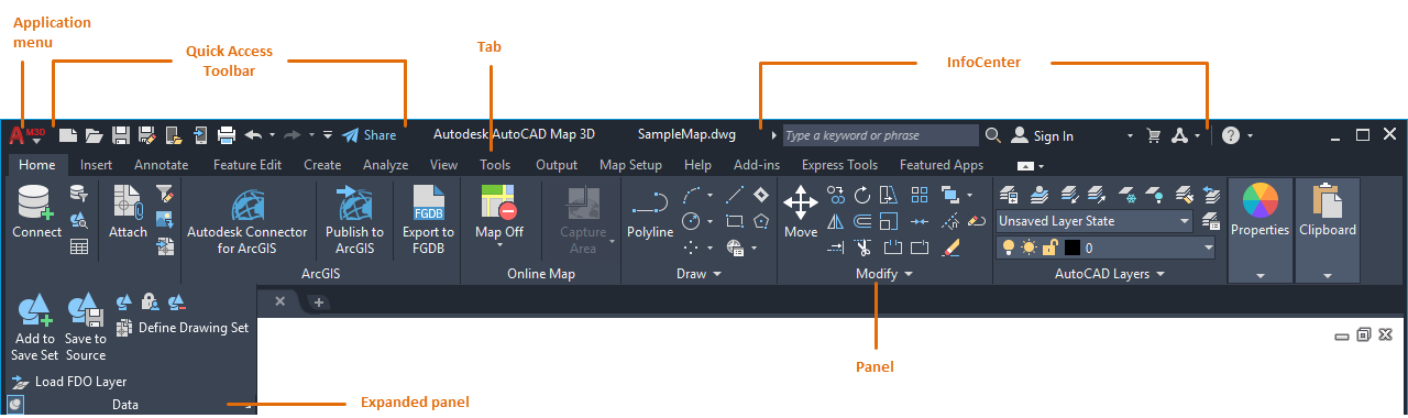 the-ribbon-autocad-map-3d-2022-autodesk-knowledge-network