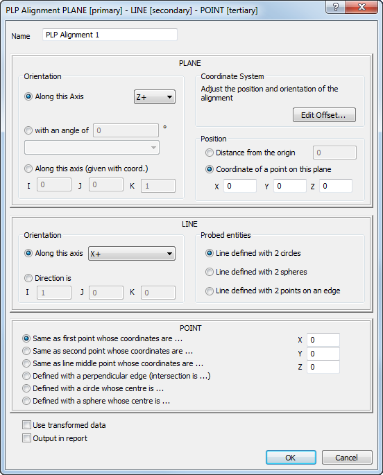 To create a PLP (Plane, Line, Point) alignment