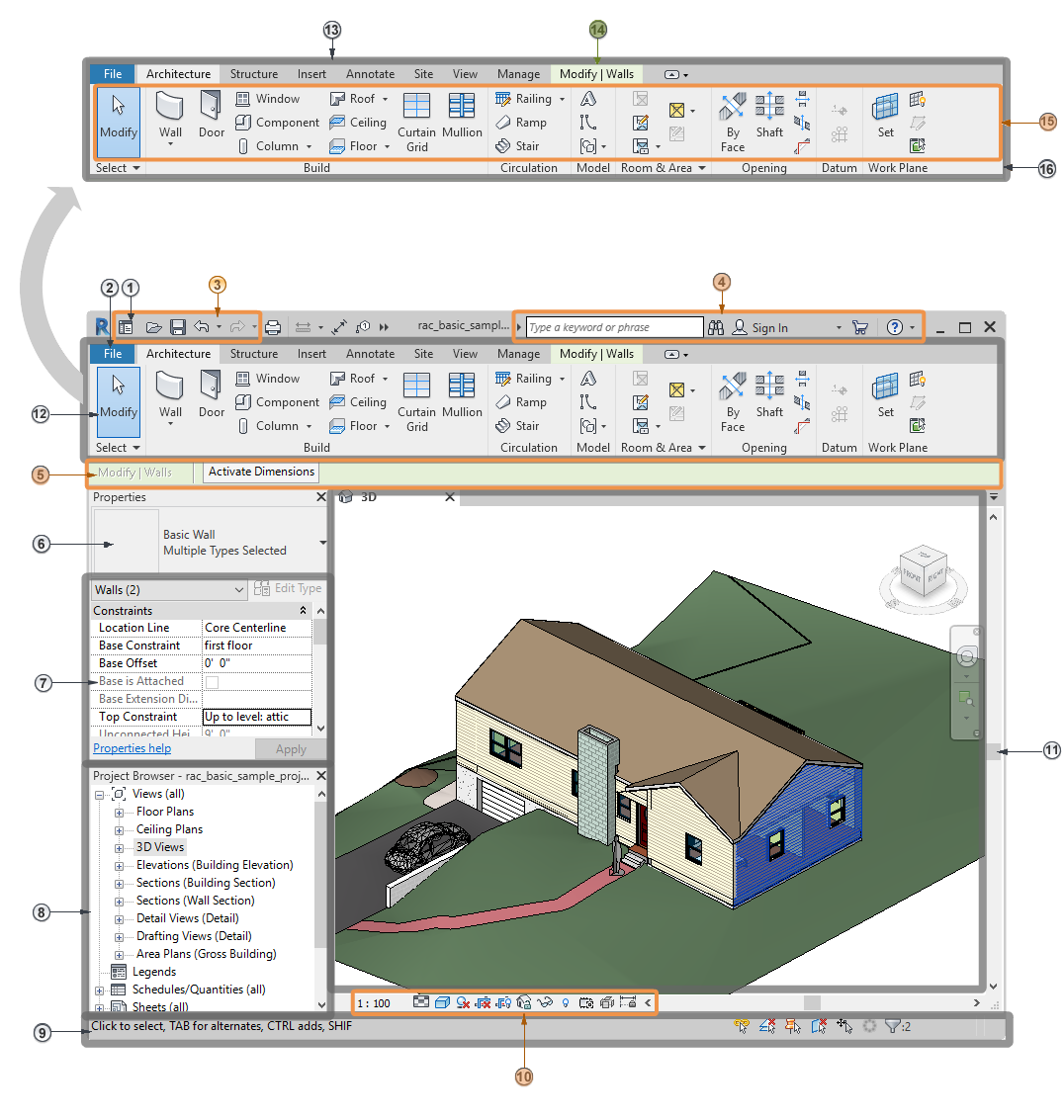 Parts Of The User Interface Revit Lt 22 Autodesk Knowledge Network