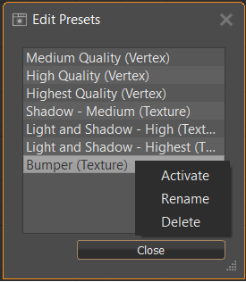 Edit Presets