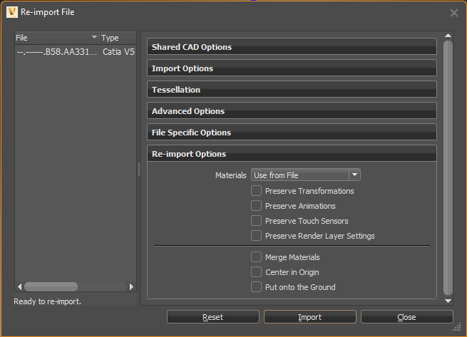 Re-import File dialog