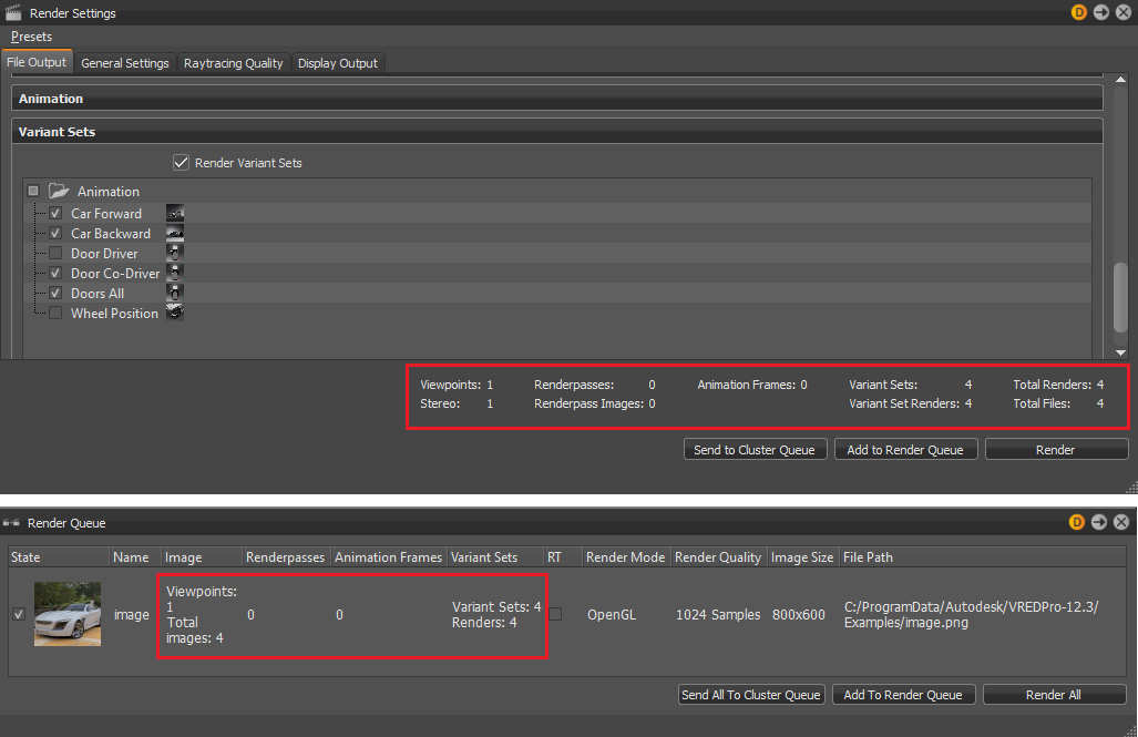 Render Summary and Render Queue