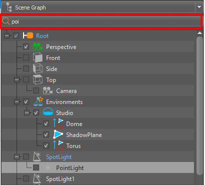 Scene Graph search field
