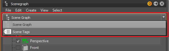 Scene Graph view filter options