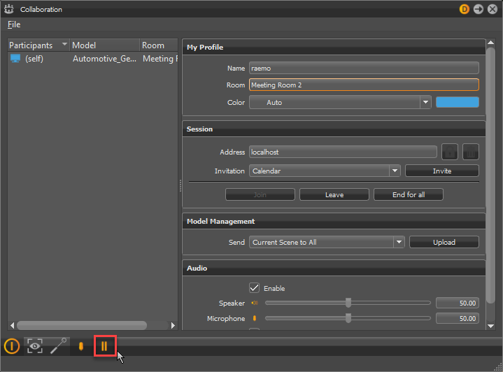 Pause feature in the Collaboration module