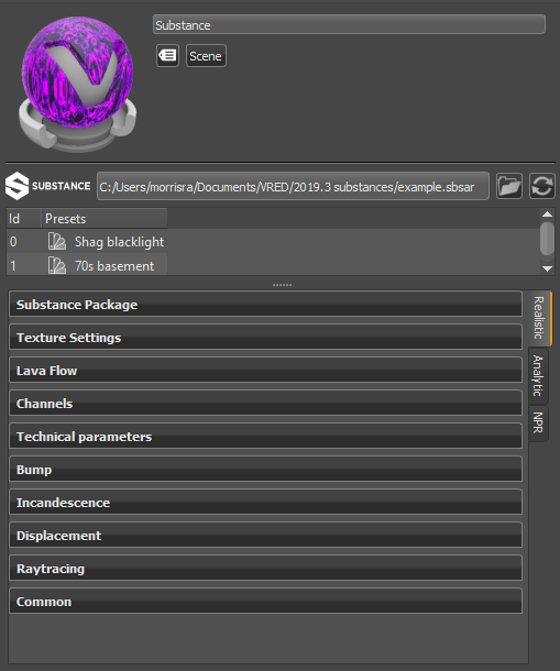 Substance Attributes in the Material Editor