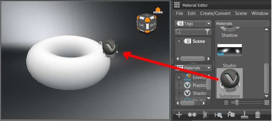 Drag and drop a Substance onto geometry