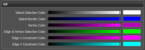 Color section of the UV Preferences