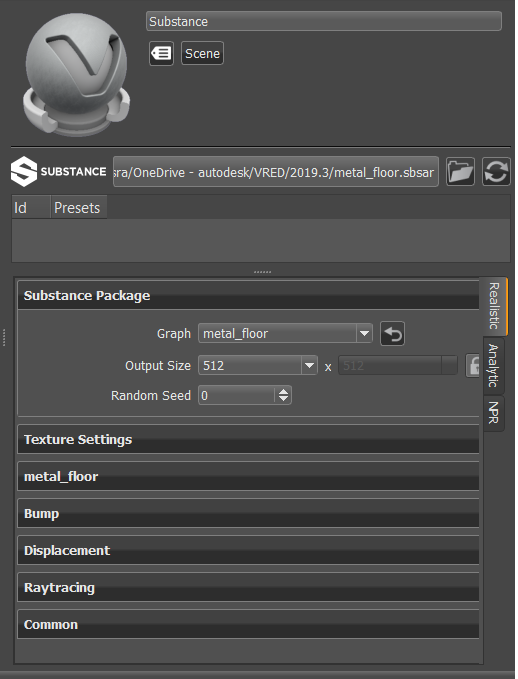 Substances loaded into the Material Editor