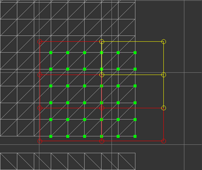 Selected control points are yellow