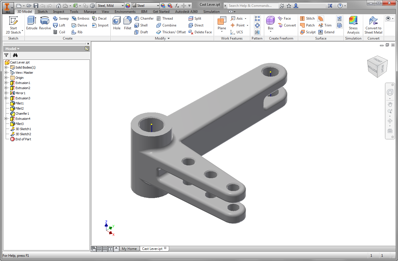 Чертеж из 3d модели inventor