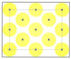 A diagram showing object placement on a steped grid where the objects are offset to create a diamond pattern
