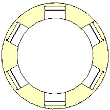 The yellow circle showing the boundary of the area for a nested family consisting of a table and chairs