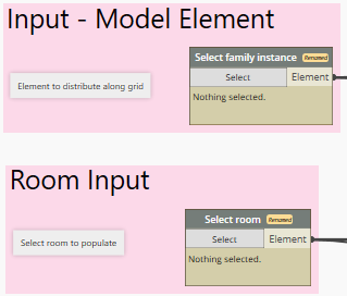 Sample nodes for Select family instance and Select room