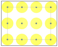 A diagram showing object placement on a rectangular grid in rows and columns