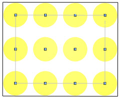 A diagram showing object placement on a rectangular grid in rows and columns