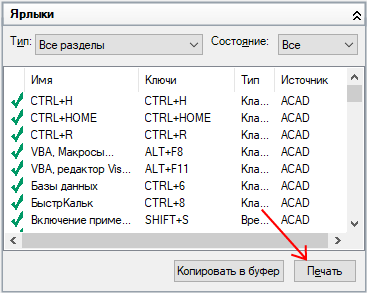 Работа с горячими клавишами в Автокаде