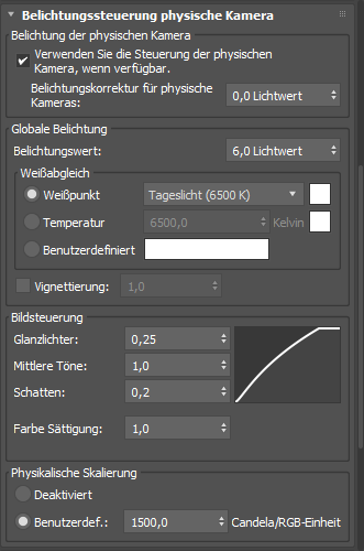 Physical Exposure Contorl menu.