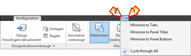 Multifunktionsleiste minimieren: