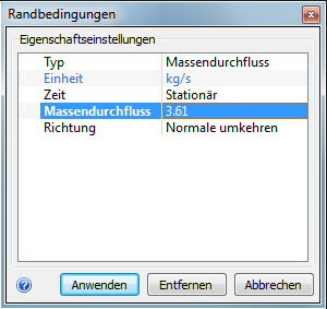 Massendurchfluss festlegen