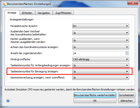 Bewegungssymbol anzeigen