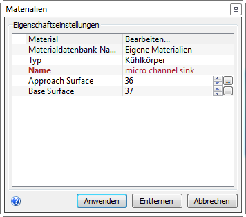 Dialogfeld Materialien