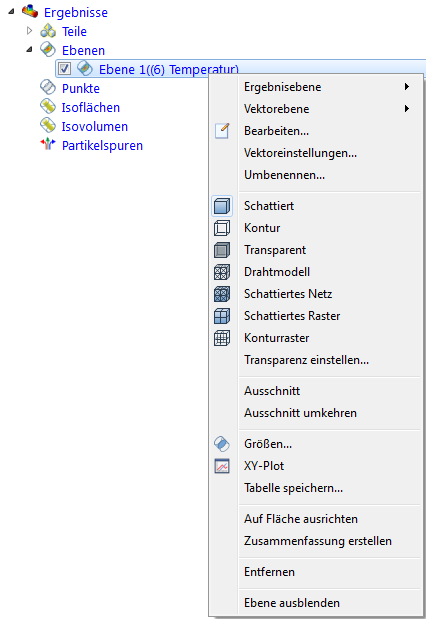 Außerhalb des Modells, rechte Maustaste