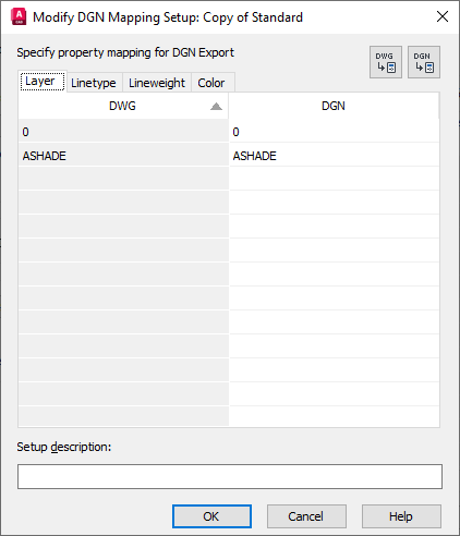 AutoCAD Plant 3D 2023 Help | Modify DGN Mapping Setup Dialog Box