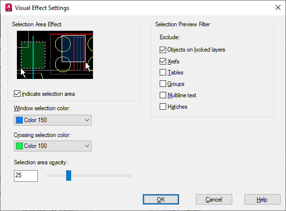 Autodesk Civil 3D Help, Visual Effect Settings Dialog Box