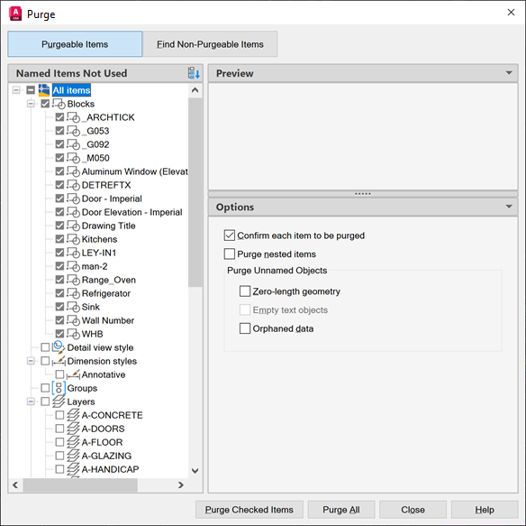 AutoCAD 2023 Help | Purge and Overkill | Autodesk