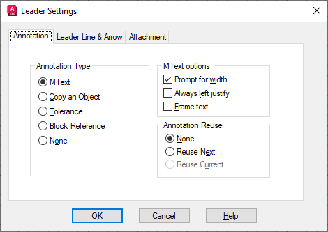 AutoCAD LT 2023 Help | Leader Settings Dialog Box | Autodesk