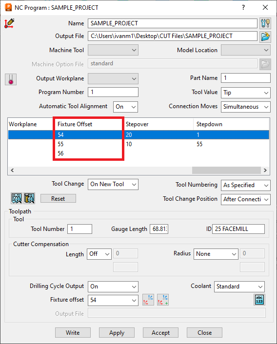 Work Offset Overview Output work offsets from PowerMill