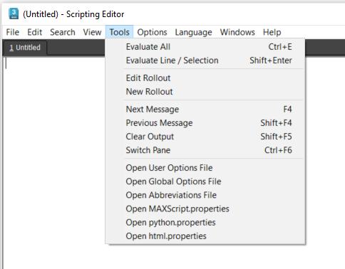 3ds Max 2023 Developer Help Scripting Editor - Tools Menu | Autodesk