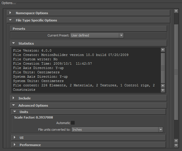 FBX Import Options