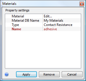 materials dialog