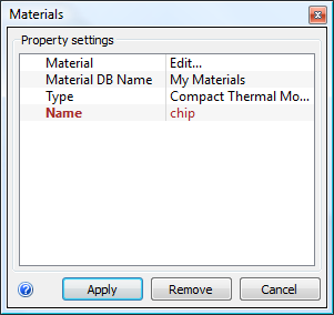 materials dialog