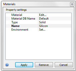 materials dialog