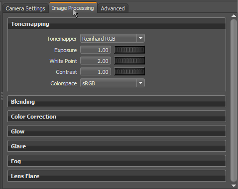 Image Processing tab of the Camera Editor