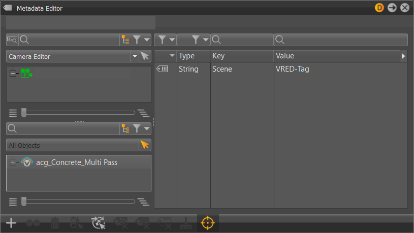 Metadata Editor with the node loaded into the lower list