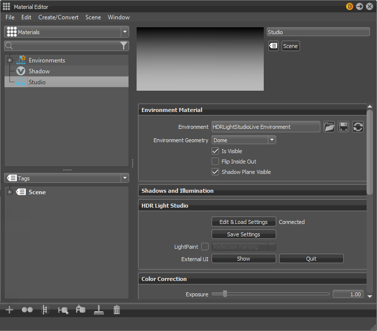 Material Editor Environment Attributes