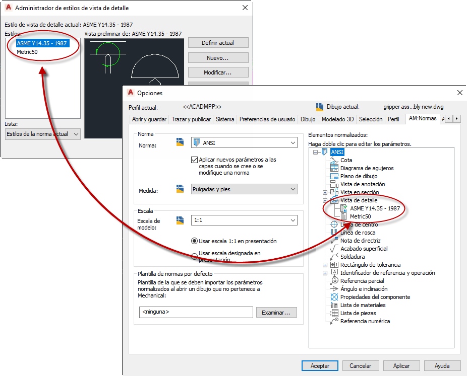 Acerca De Los Estilos De Vista De Detalle Del Conjunto De Herramientas AutoCAD Mechanical