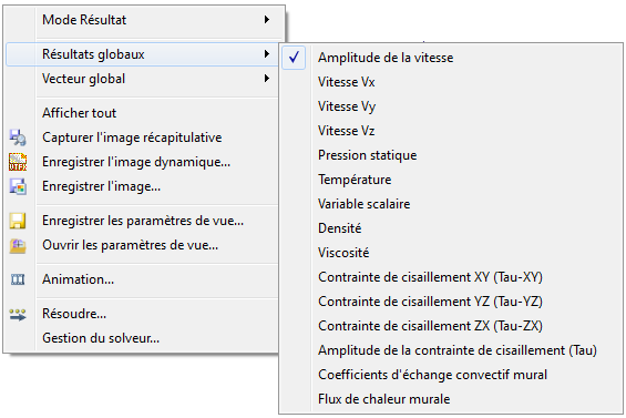 menu Résultats globaux
