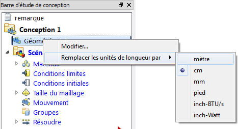 modifier les unités