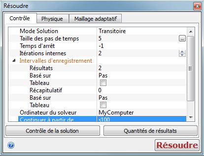 intervalles d'enregistrement