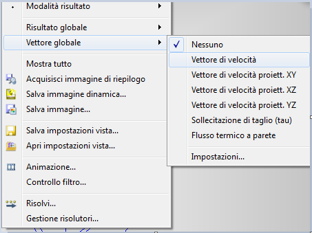 menu Vettore di velocità